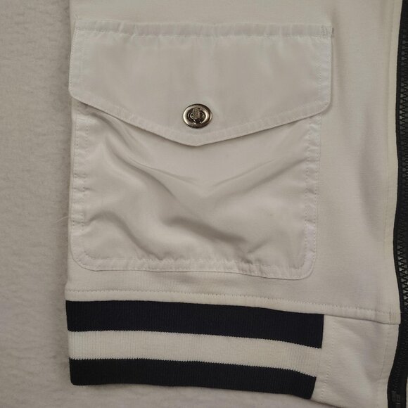 Lauren Ralph Lauren Sporty Bomber Jacket Womens sz M White Zip Preppy - Picture 4 of 11